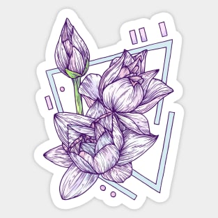 Pastel Geometric Lotus Flower Illustration Sticker